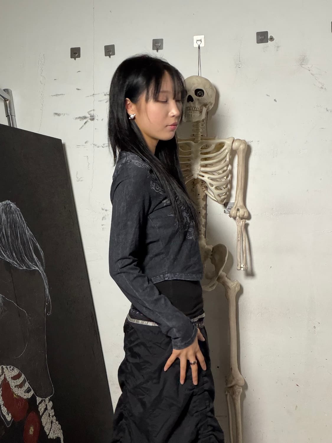 버카루 y2k 프린팅 크롭 롱슬리브 긴팔티 xs 상품이미지3