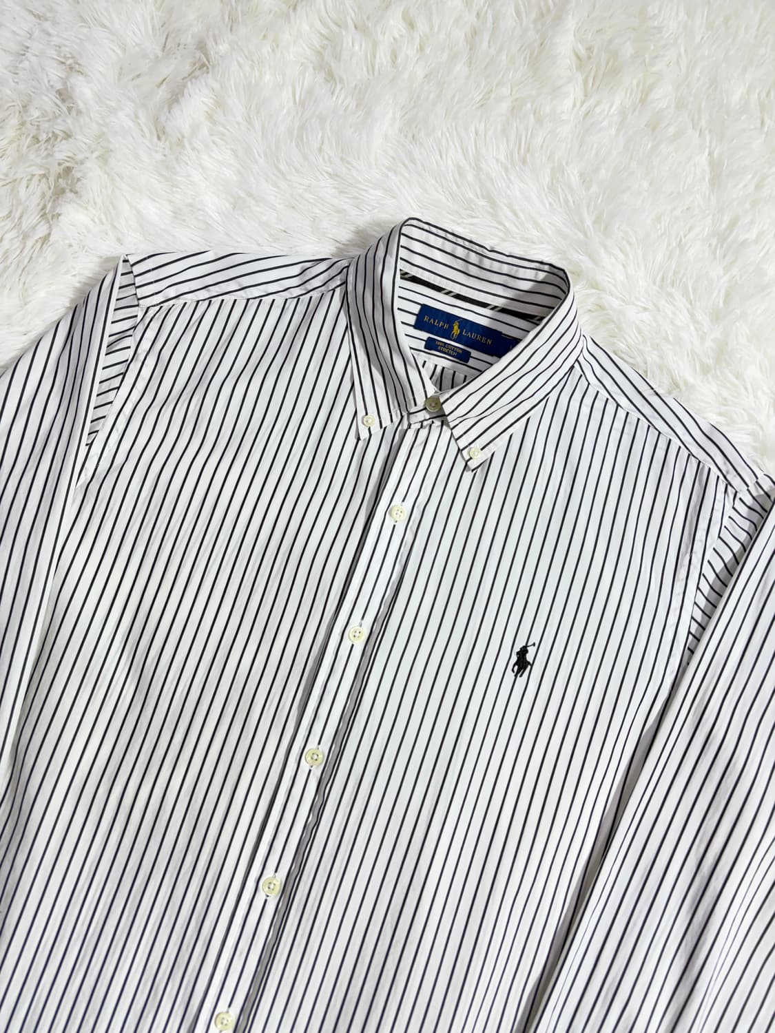 폴로 랄프로렌 블랙 화이트 오버핏 셔츠  상품이미지4
