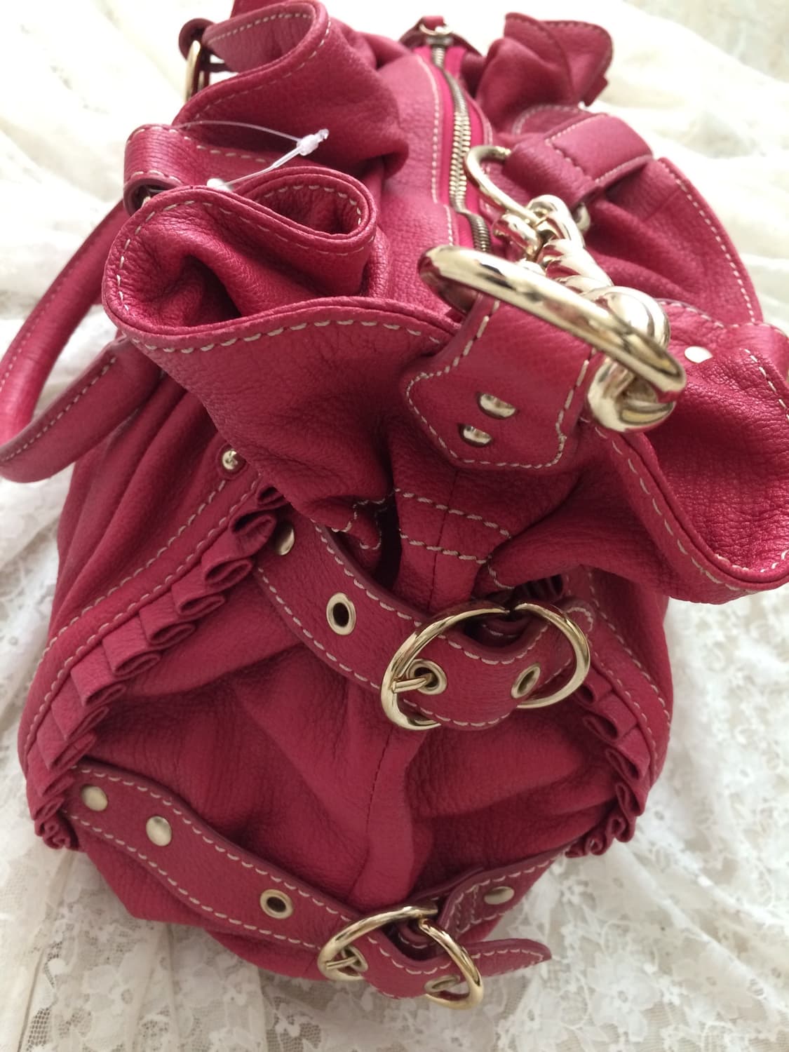 Vintage ELLE magenta pink genuine leathe 상품이미지3