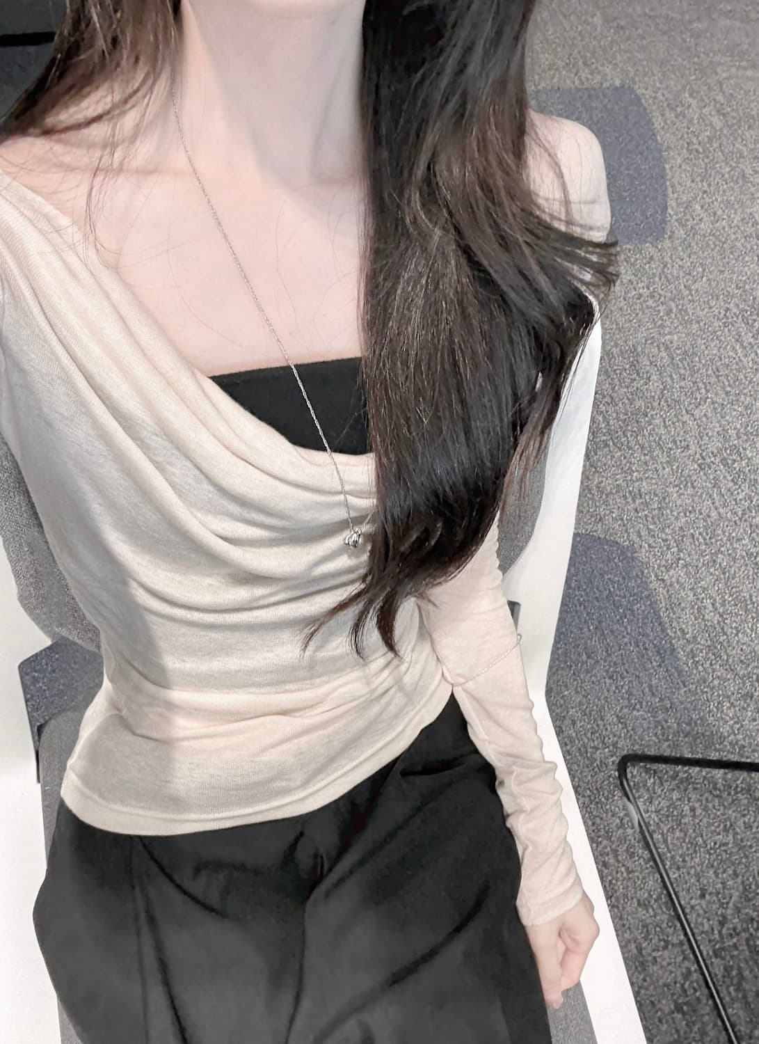 매니크 발레리나 시스루 셔링 티셔츠 상품이미지1