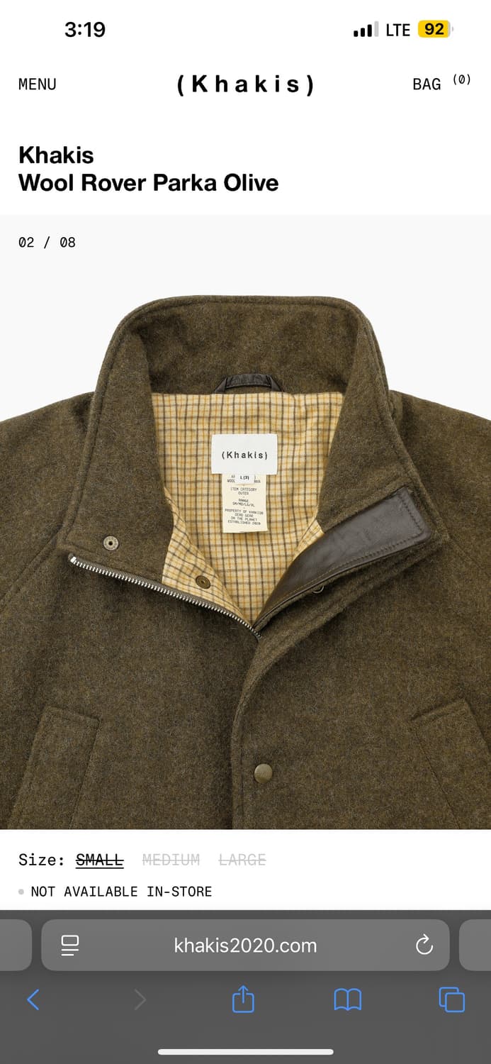 카키스 울 로버 자켓 올리브 L 사이즈 상품이미지2