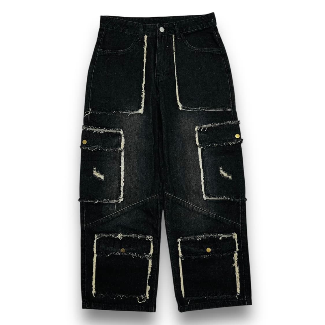 MANFINITY 4중 멀티 포켓 빈티지 흑청 카고 팬츠 상품이미지1