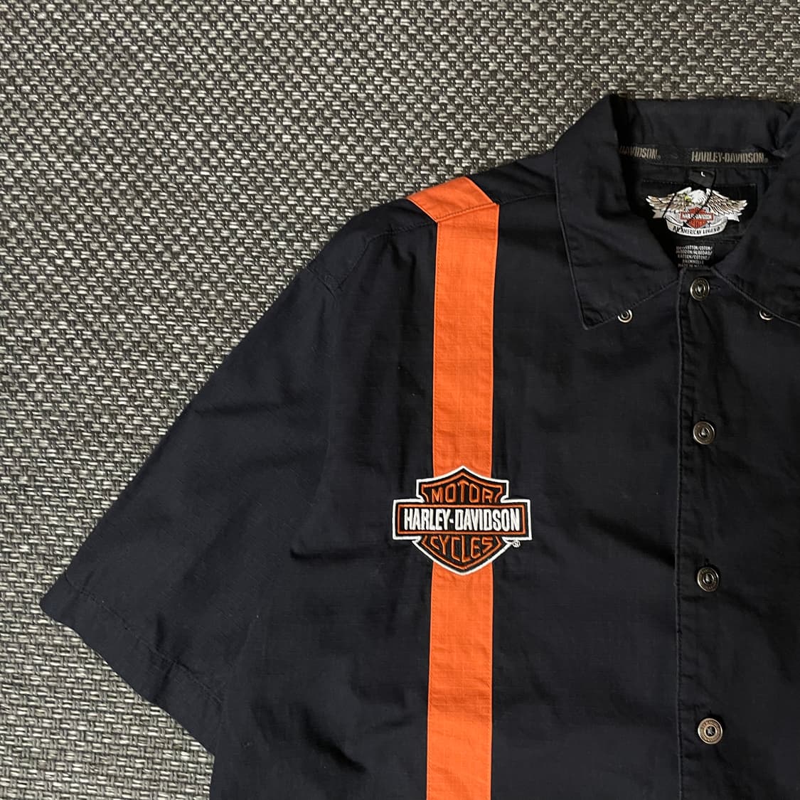 할리데이비슨 블랙 오렌지 포인트 레이싱 반팔 셔츠 L 상품이미지3