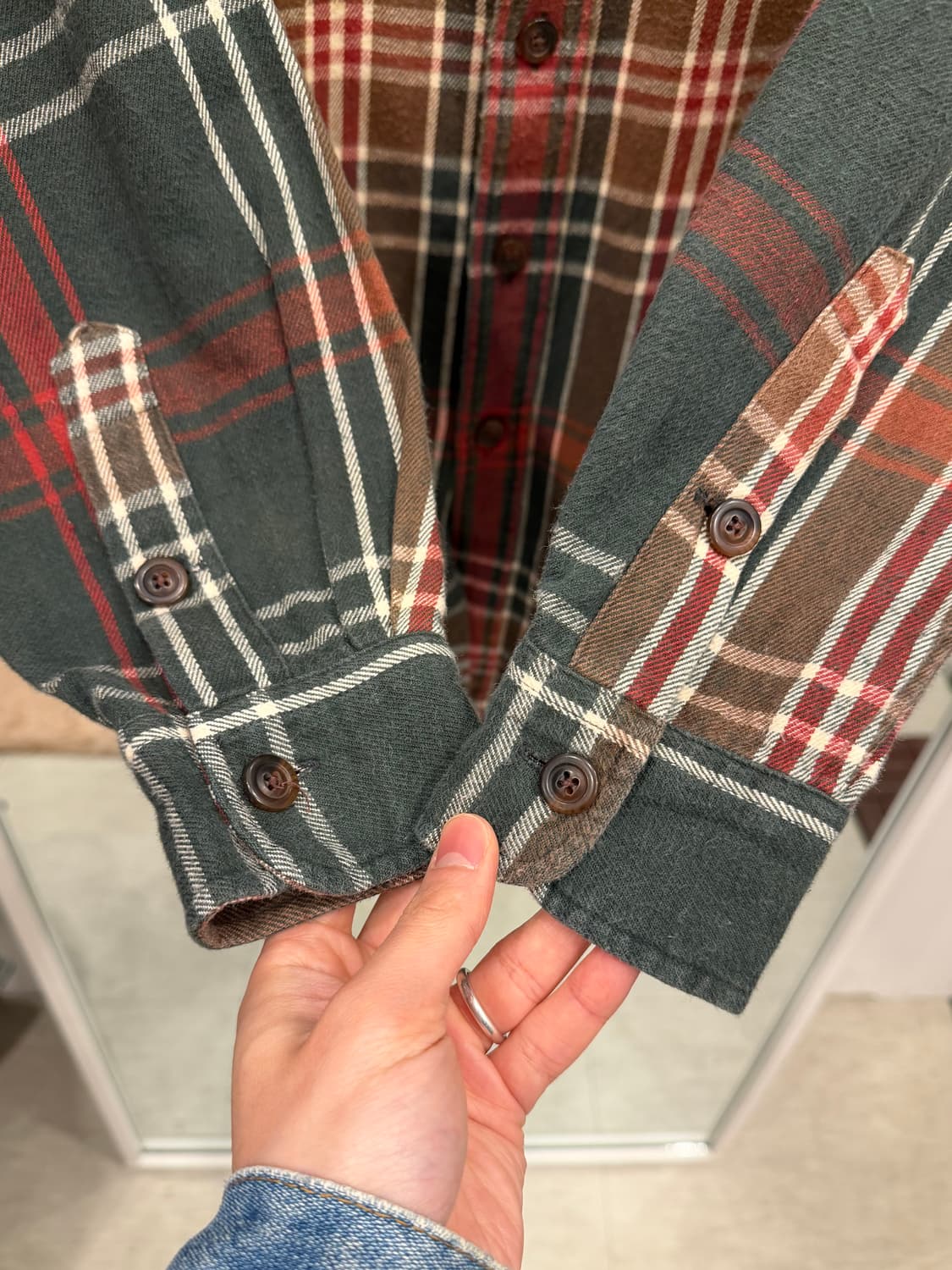 90-00s Polo RL 폴로 랄프로렌 코튼 플란넬 투포켓 체크 셔츠 상품이미지4