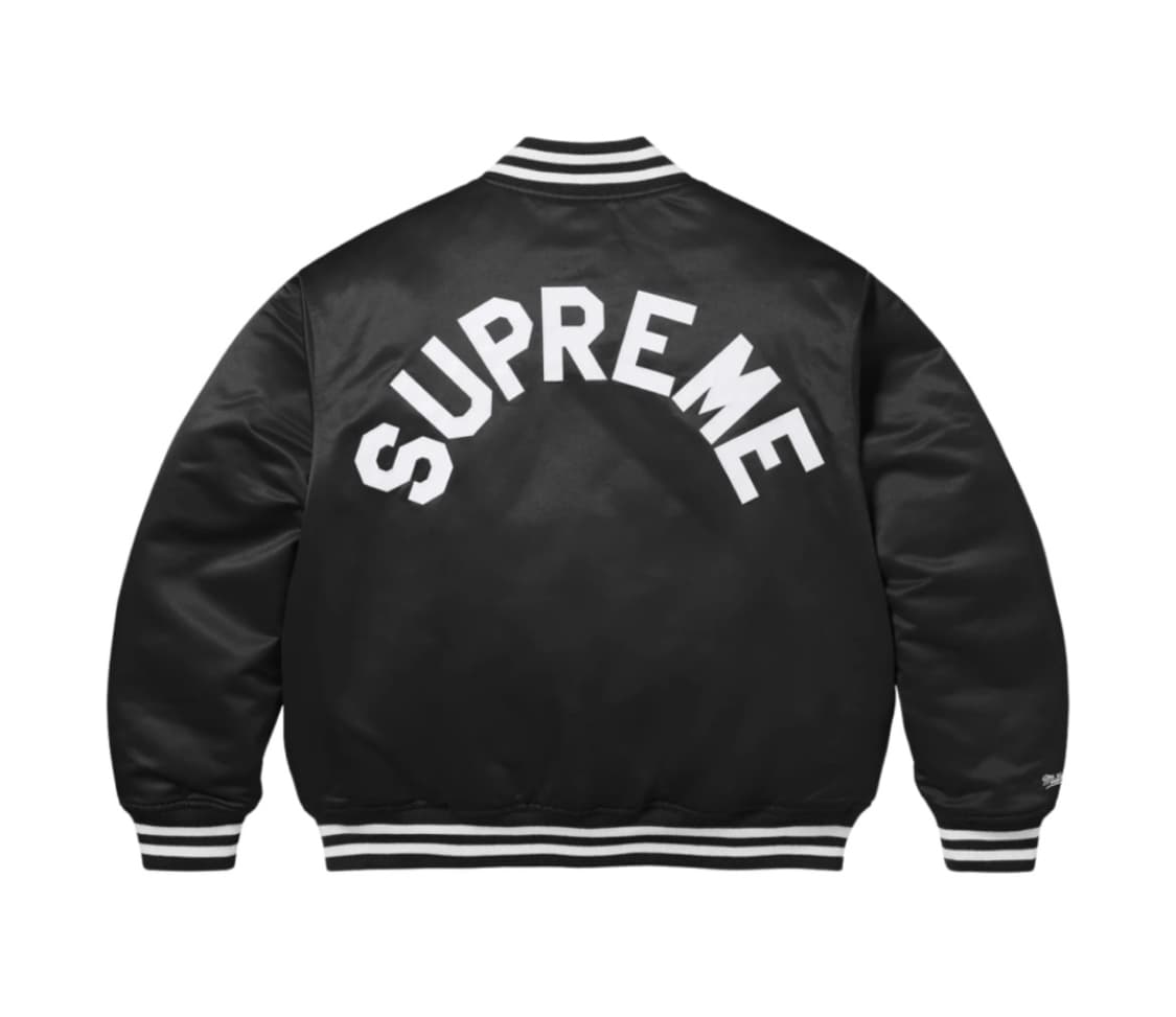 당일배송) 정품 L 슈프림 미첼 네스 사틴 바시티 자켓 블랙 - 24 상품이미지1