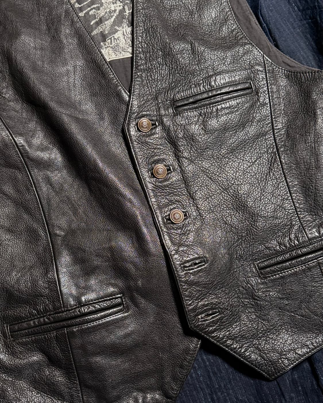 80-90‘s 유럽 빈티지 카우하이드 플라잉 베스트 M 상품이미지3