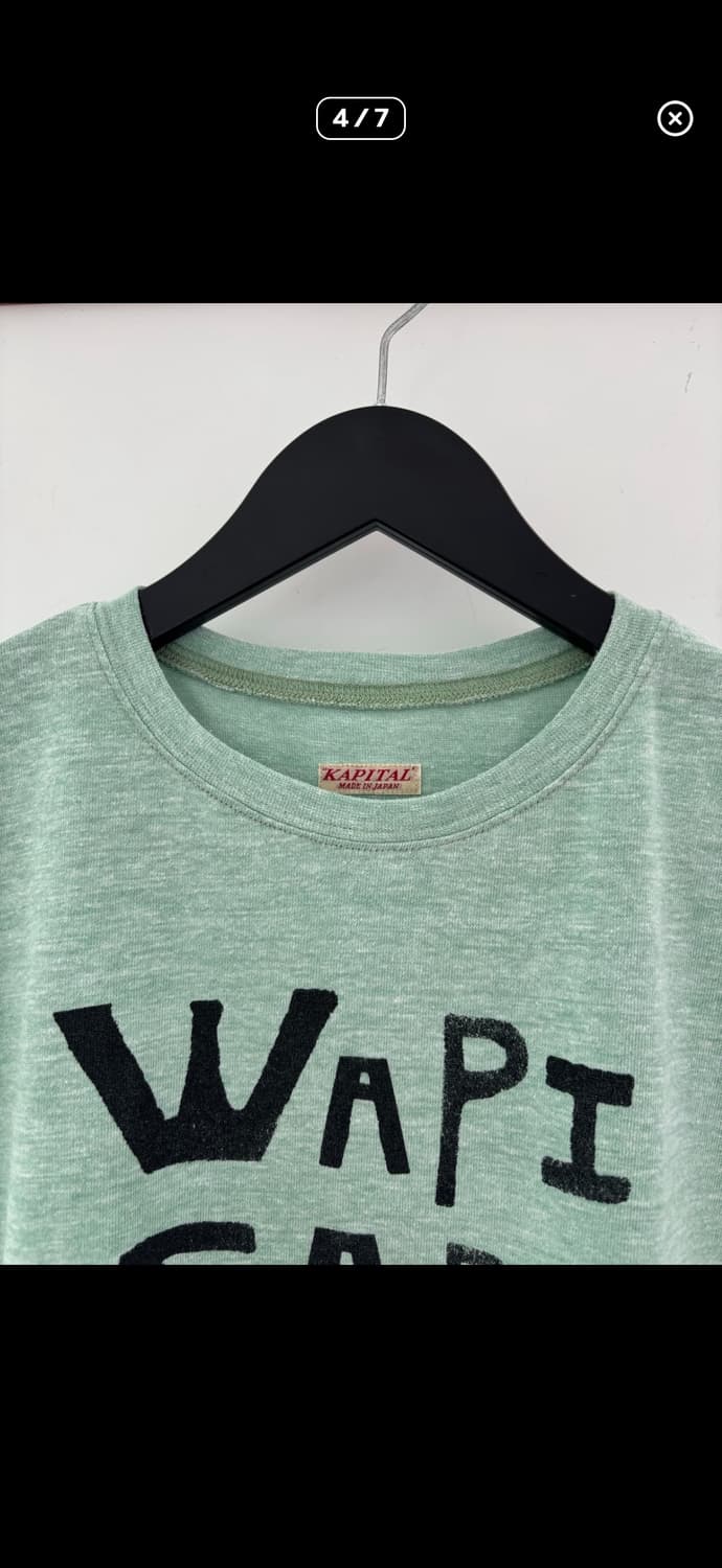 캐피탈 반팔 티셔츠 레터링 프린팅 디테일 민트 그린 상품이미지4