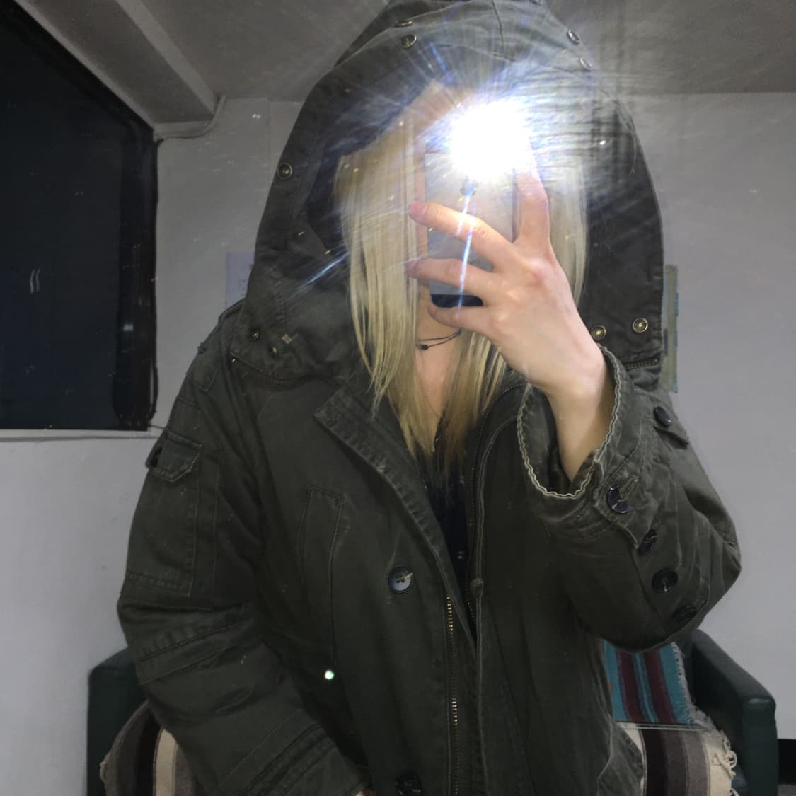 투티/0297 G.ATTITUDE 천연 양모 카키 야상 후드 자켓 빈티지 상품이미지1