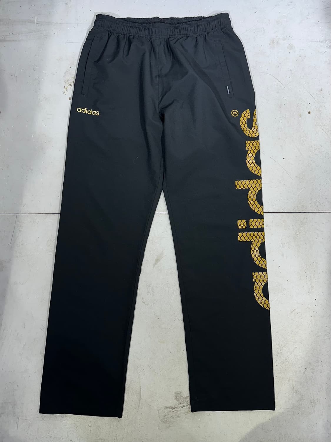 아디다스 와이드 블랙 골드 빅 로고 추리닝 바지 트레이닝 팬츠 M 상품이미지4