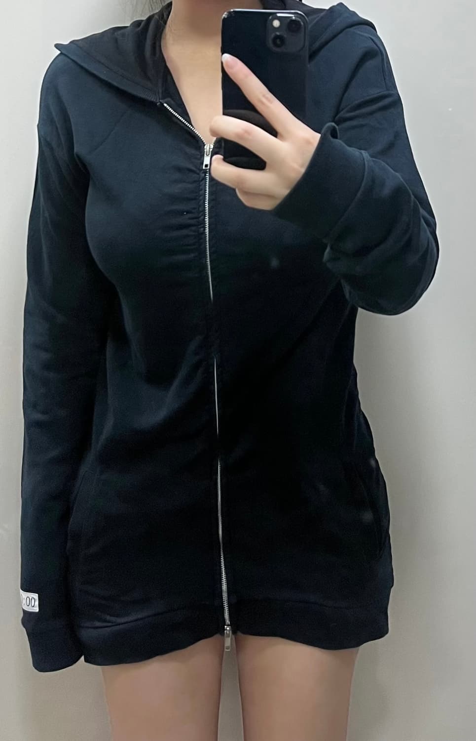 00:00:mm 일본 구제 블랙 후드집업 원피스 상품이미지2