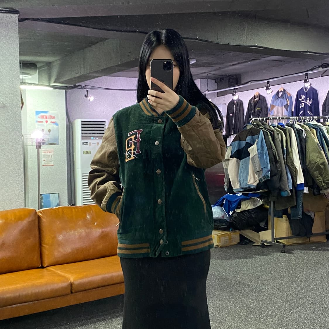 푸부 코듀로이 레더 배색 바시티 자켓 B3091 상품이미지2