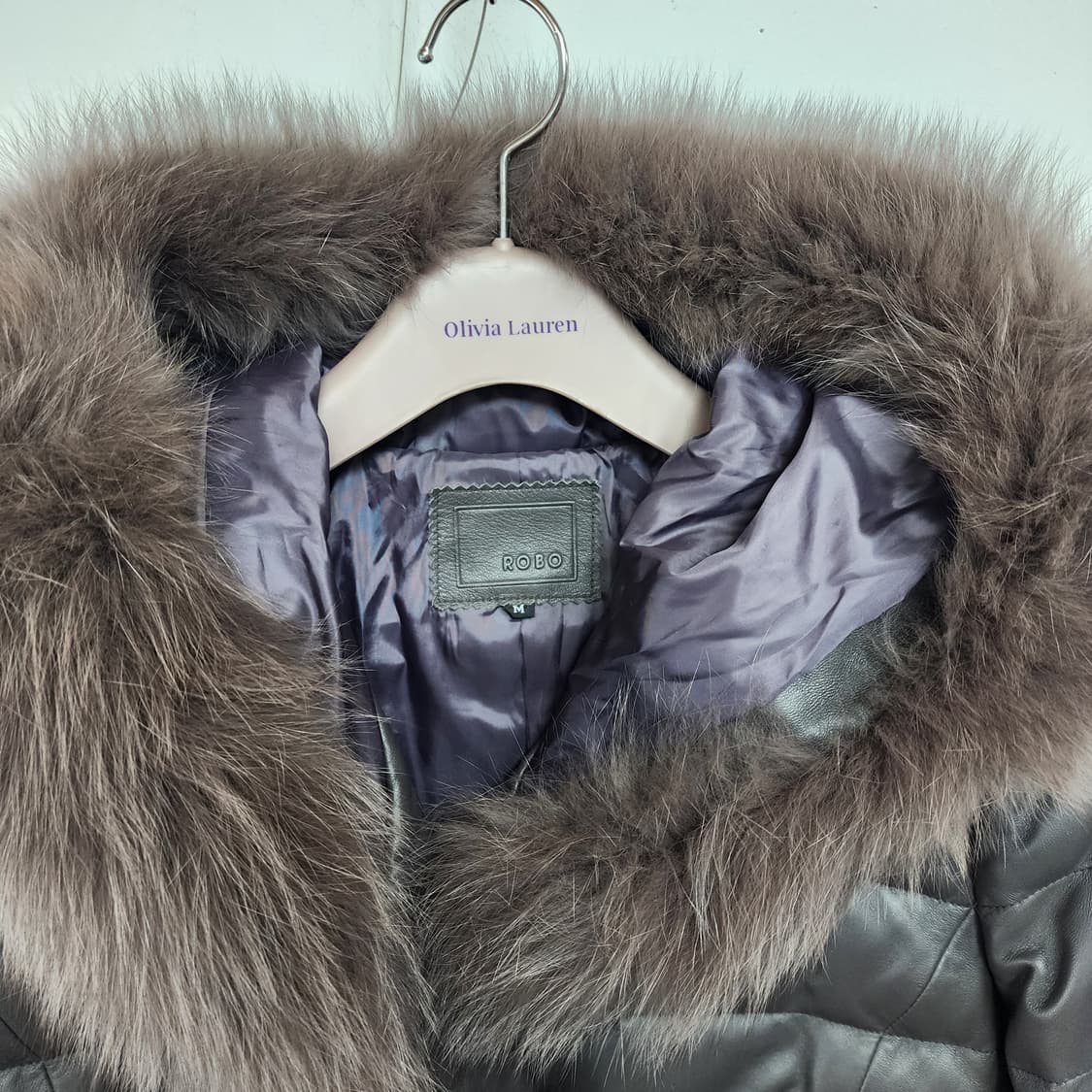 로보 가죽 패딩 롱 코트 상품이미지2