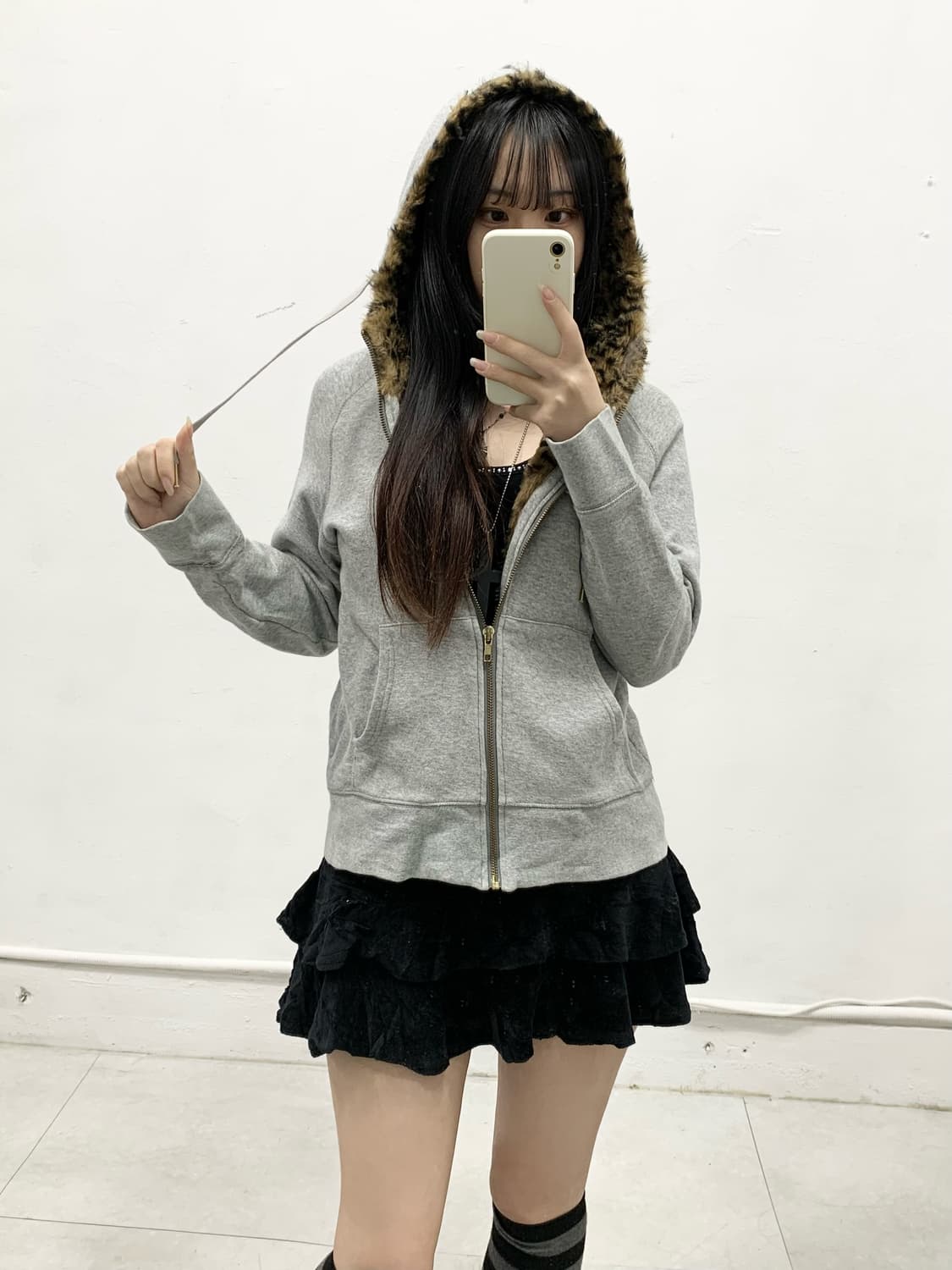 [LEPSIM] 갸루 레오파드 호피 퍼 후드집업 상품이미지3