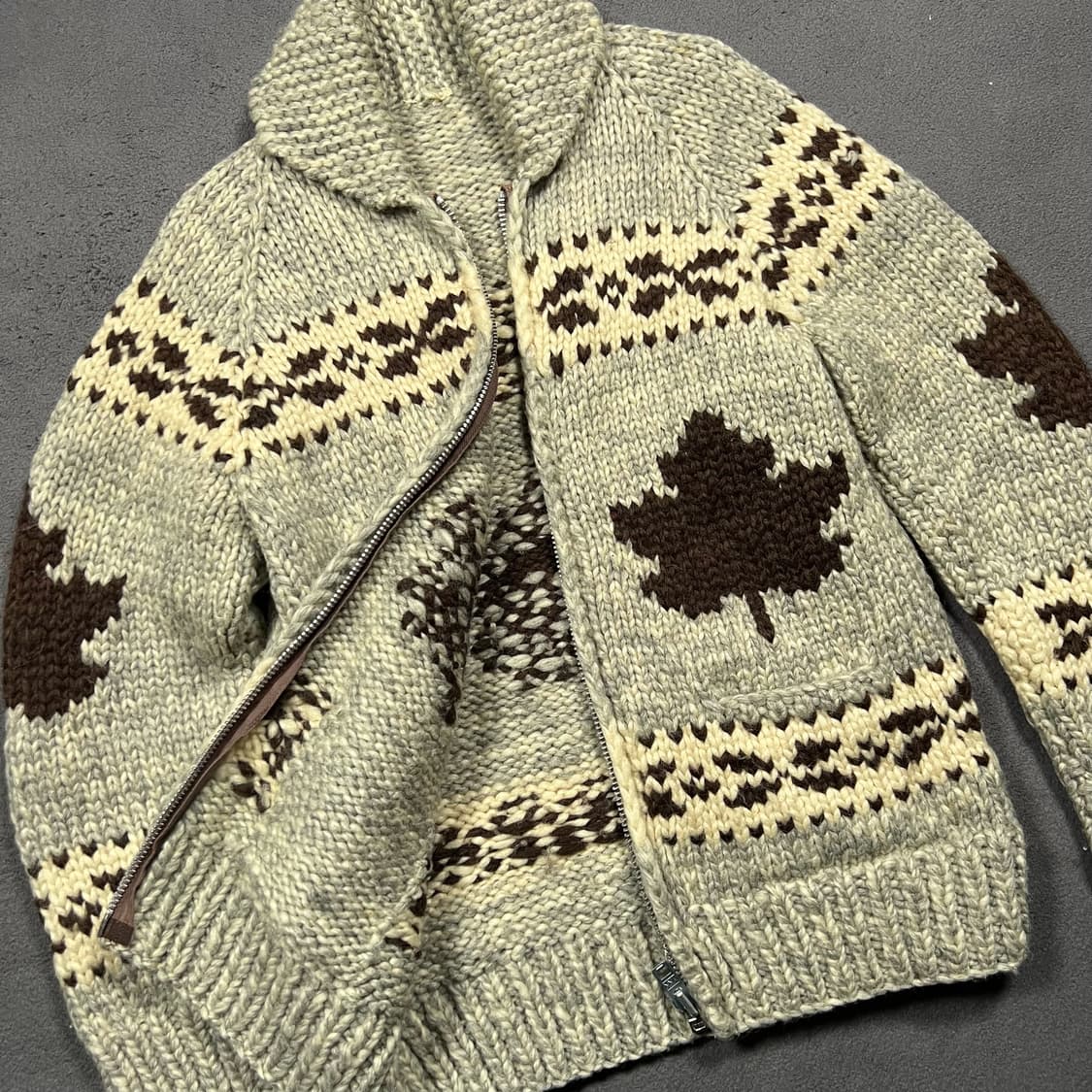 CANADA 단풍 노르딕 헤비울 니트 집업 코위찬 상품이미지2