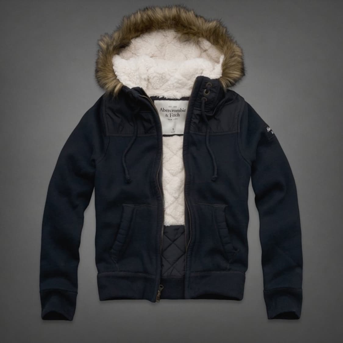 아베크롬비 빈티지 울프죠 퍼 Y2K 후드집업 자켓 네이비 S 상품이미지4