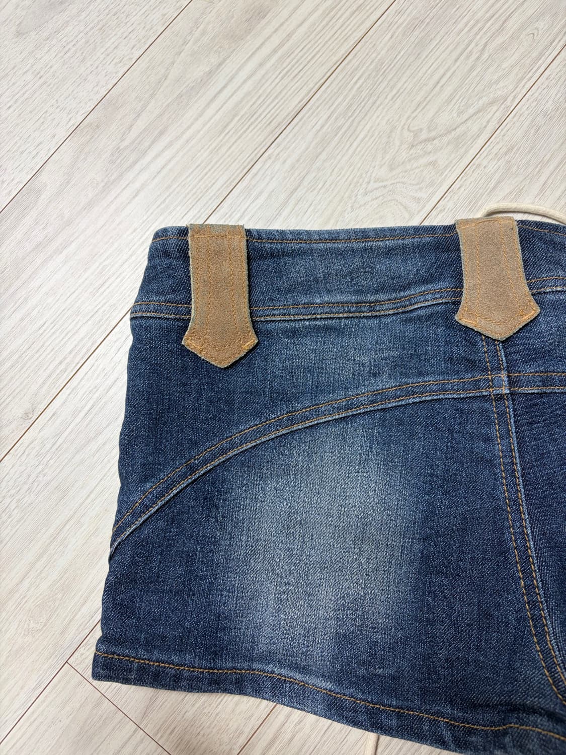 빈티지 끈 디테일 청반바지 데님숏팬츠 상품이미지2