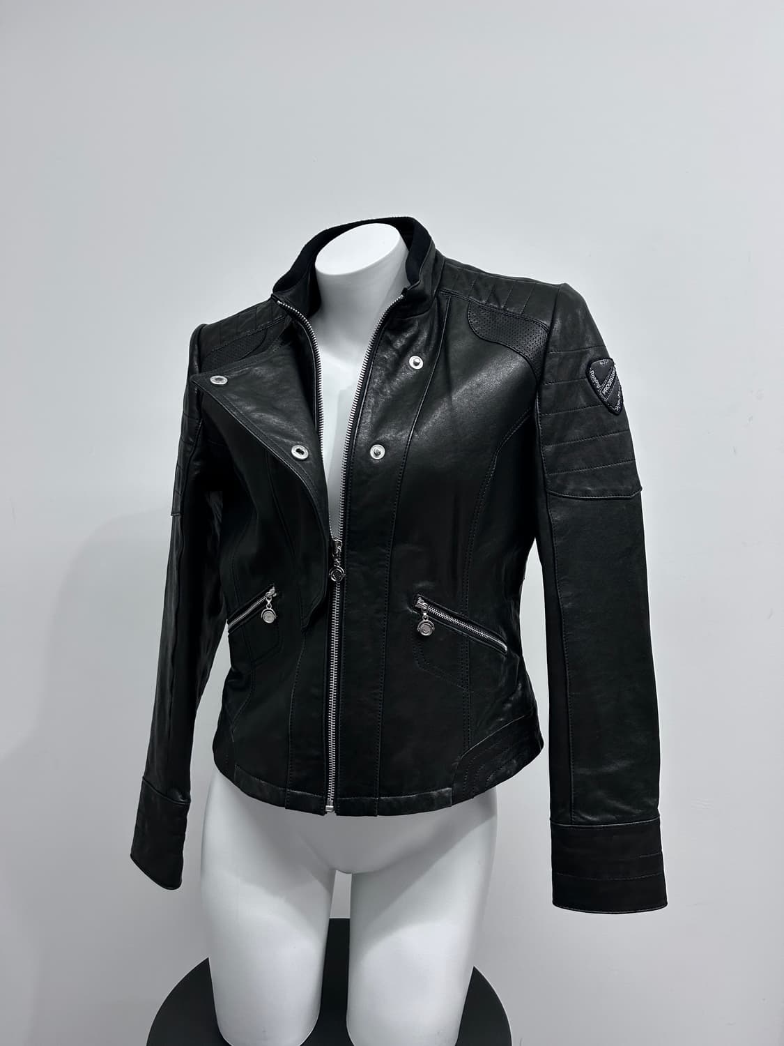 비대칭 판넬 램스킨 바이커 자켓 상품이미지2