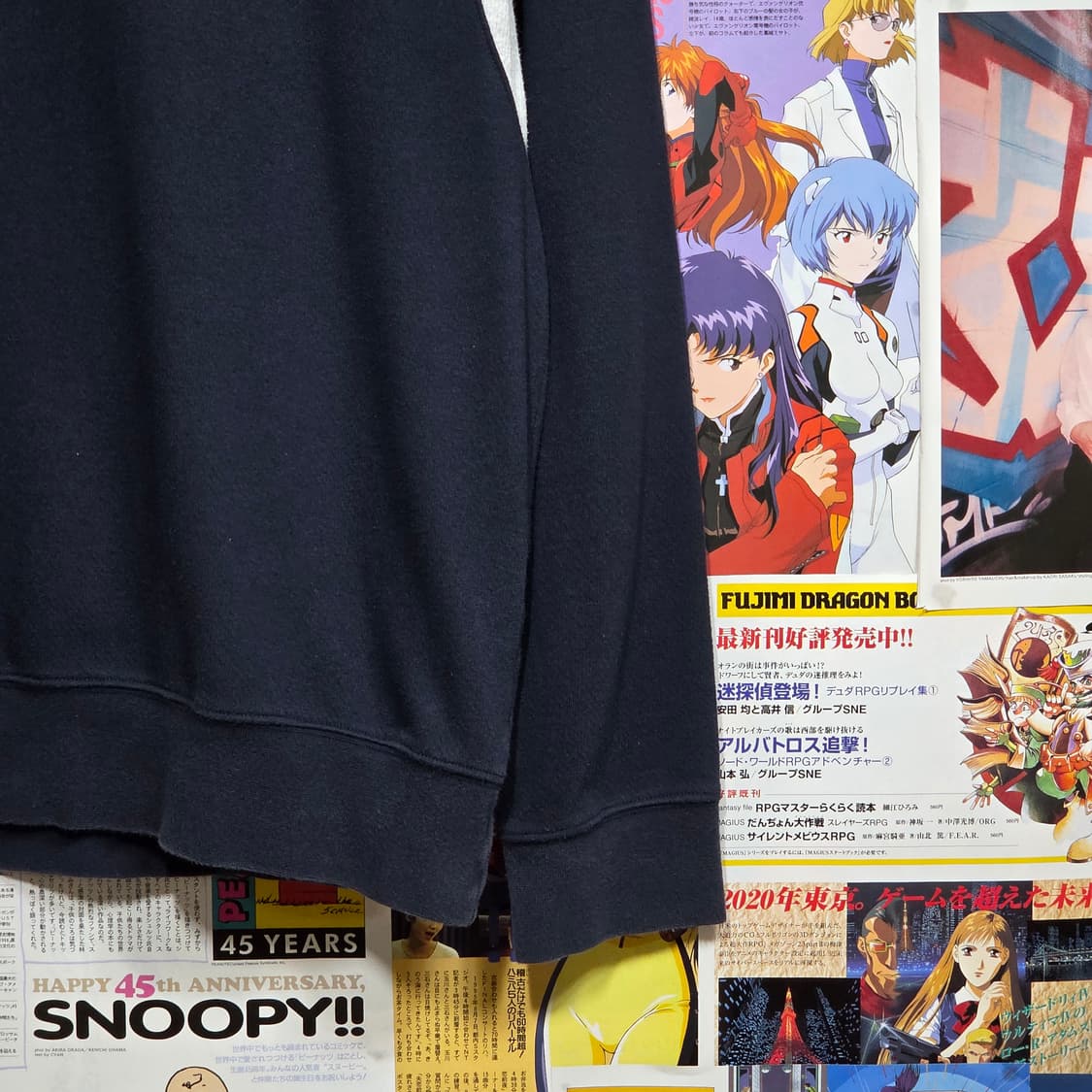 JPN 아디다스 올드스쿨 네이비 옐로우 프린팅 맨투맨 상품이미지4