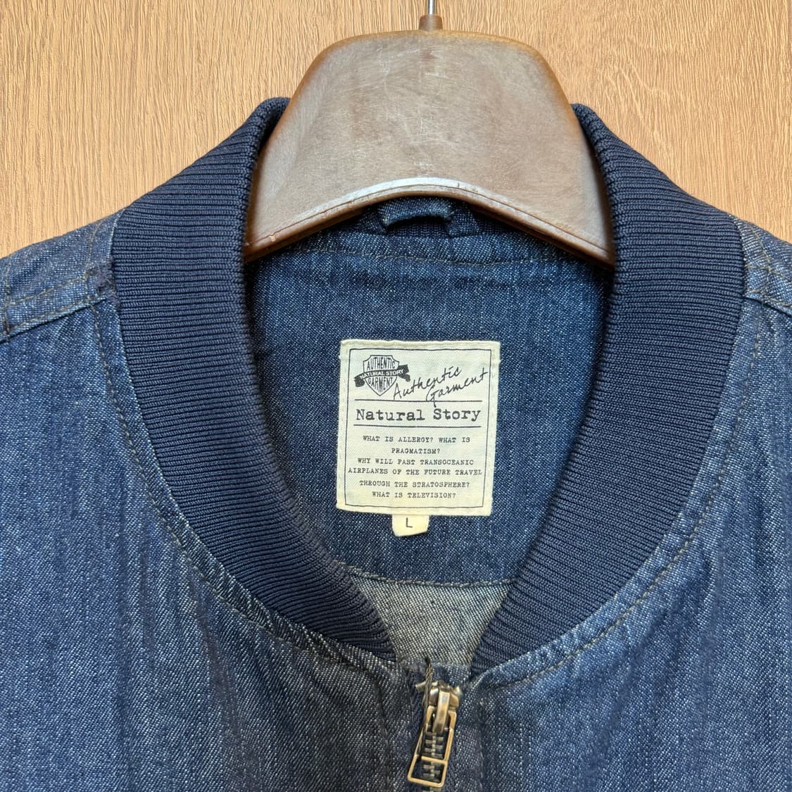 빈티지 데님 집업 블루종 자켓 MA-1 포켓 디테일 레귤러핏 인디고 상품이미지5