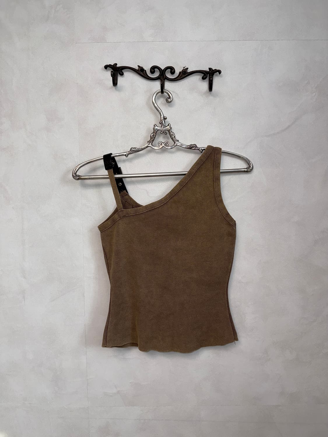 Brown y2k unbalance belted sleeveless 상품이미지3