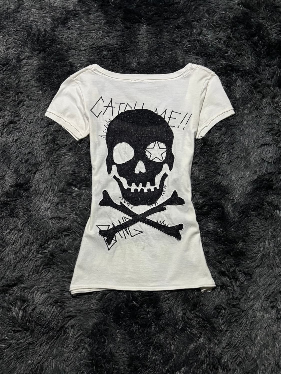 ghost of harlem 레터링 등판 해골 패치 반팔 상품이미지3