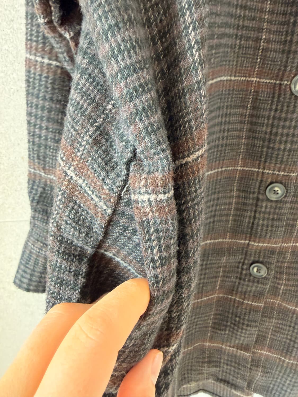 브라운 체크 롱셔츠 원피스 코트자켓 양쪽 주머니 상품이미지2