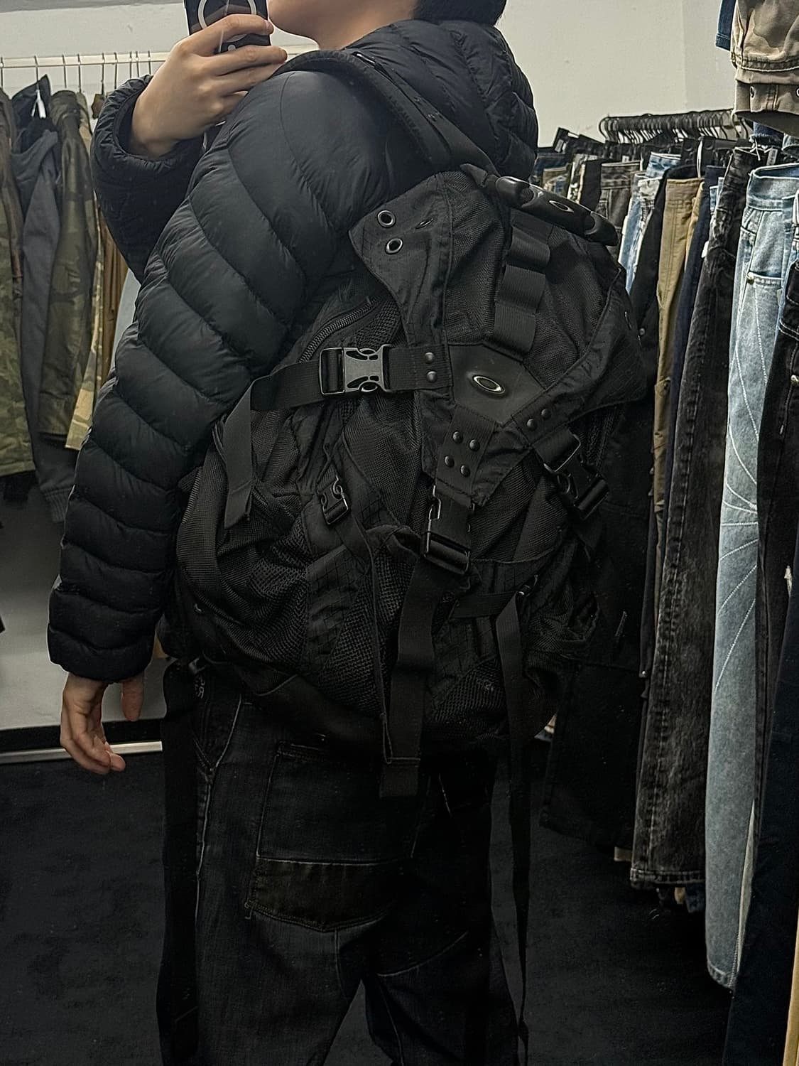 오클리 아이콘 블랙 검정 고프코어 백팩 가방 모터사이클 자전거 펑크 학교 상품이미지1