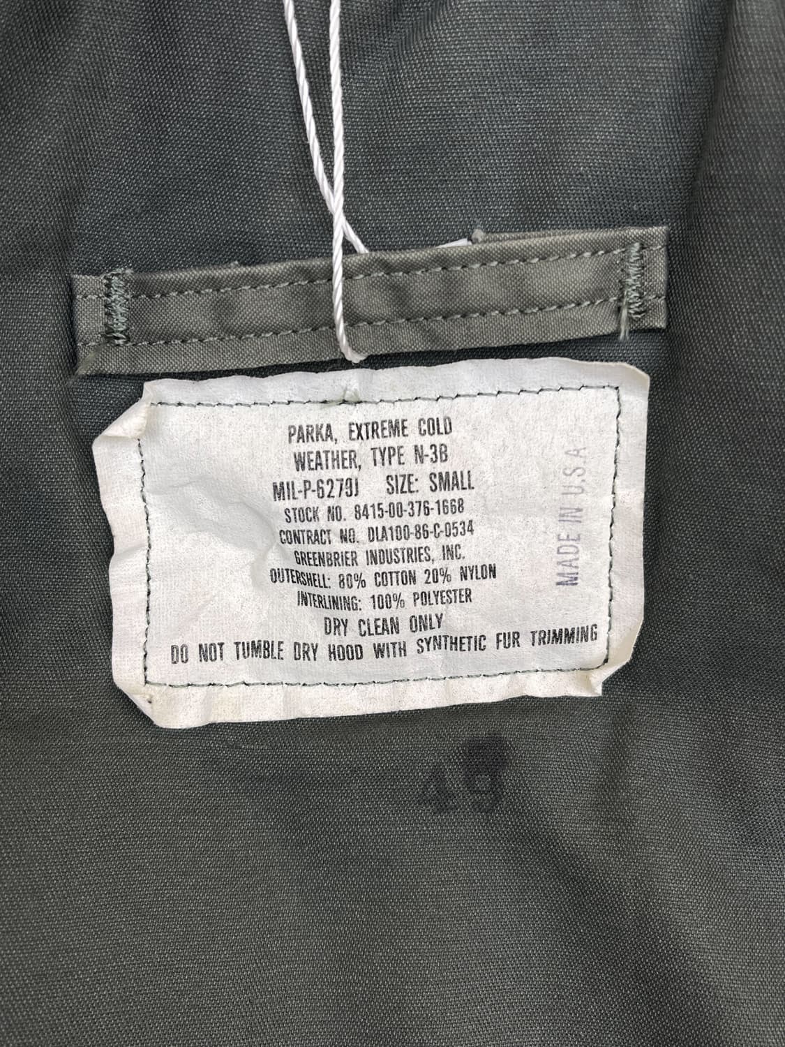 그린브리어 인더스트리 80s USAF 타입 N-3B 파카 상품이미지7