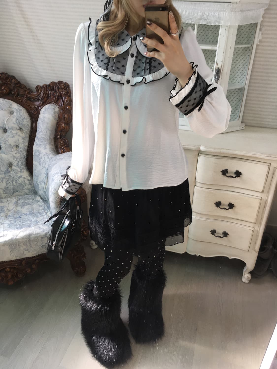 jpn vintage deary royal lovely ruffle bl 상품이미지5