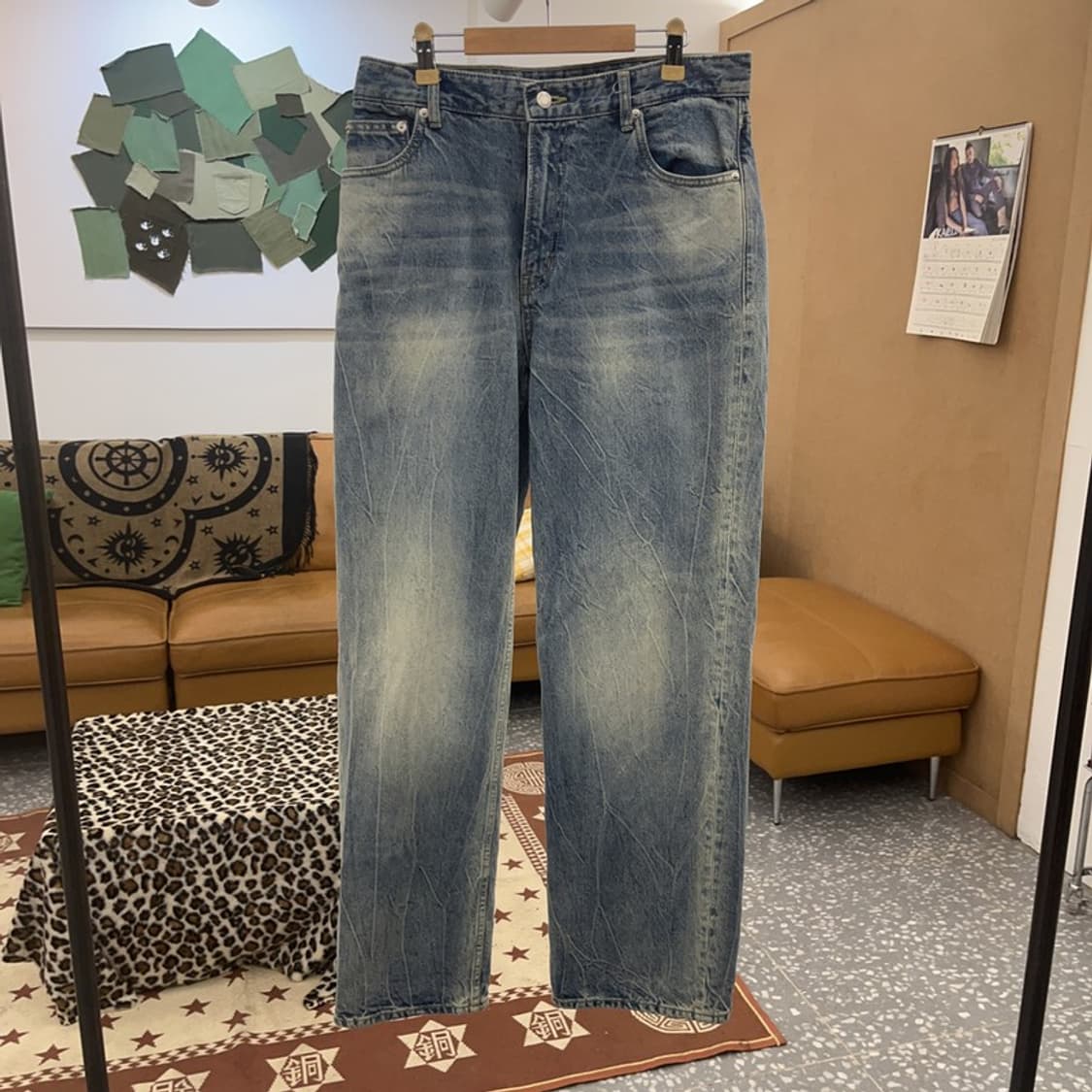 모드나인 드레이프 워싱 고양이패치 데님팬츠 30인치 C09164 상품이미지3