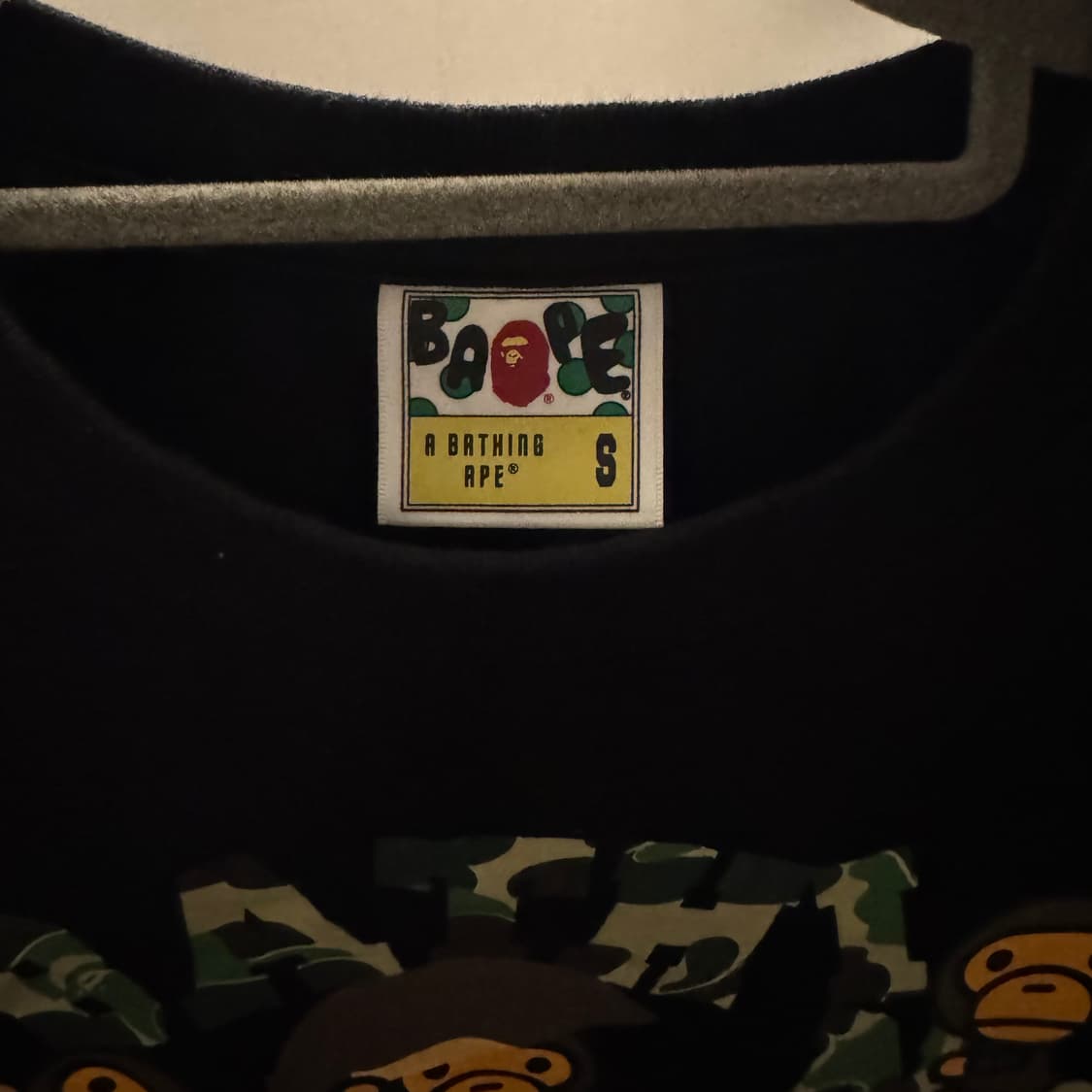 베이프 ABC 카모 컬리지 마일로 티셔츠 블랙 그린 상품이미지5