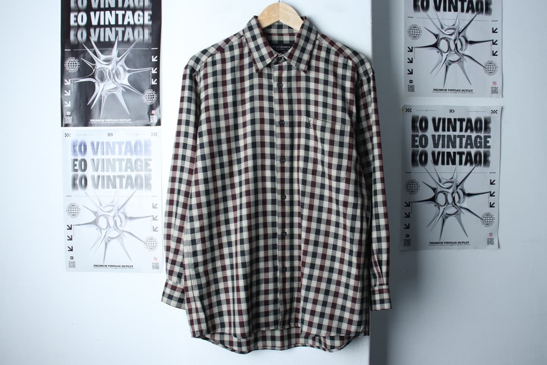 (L-XL) 입생로랑 셔츠 남방 체크 베이지 울 아메카지-H30666 상품이미지2