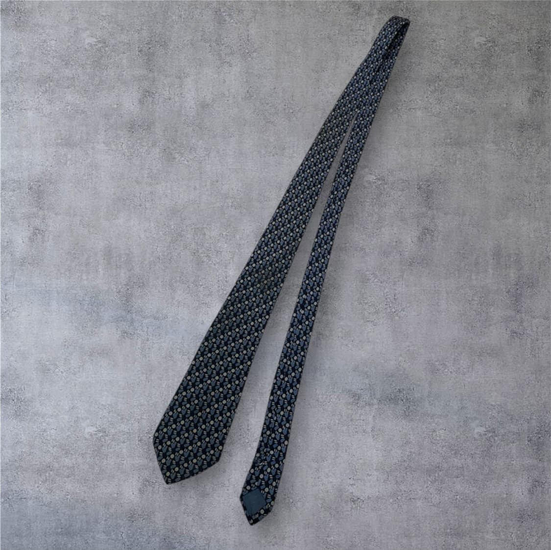 크리스찬 디올 Christian Dior 네이비 패턴 실크 넥타이 상품이미지2