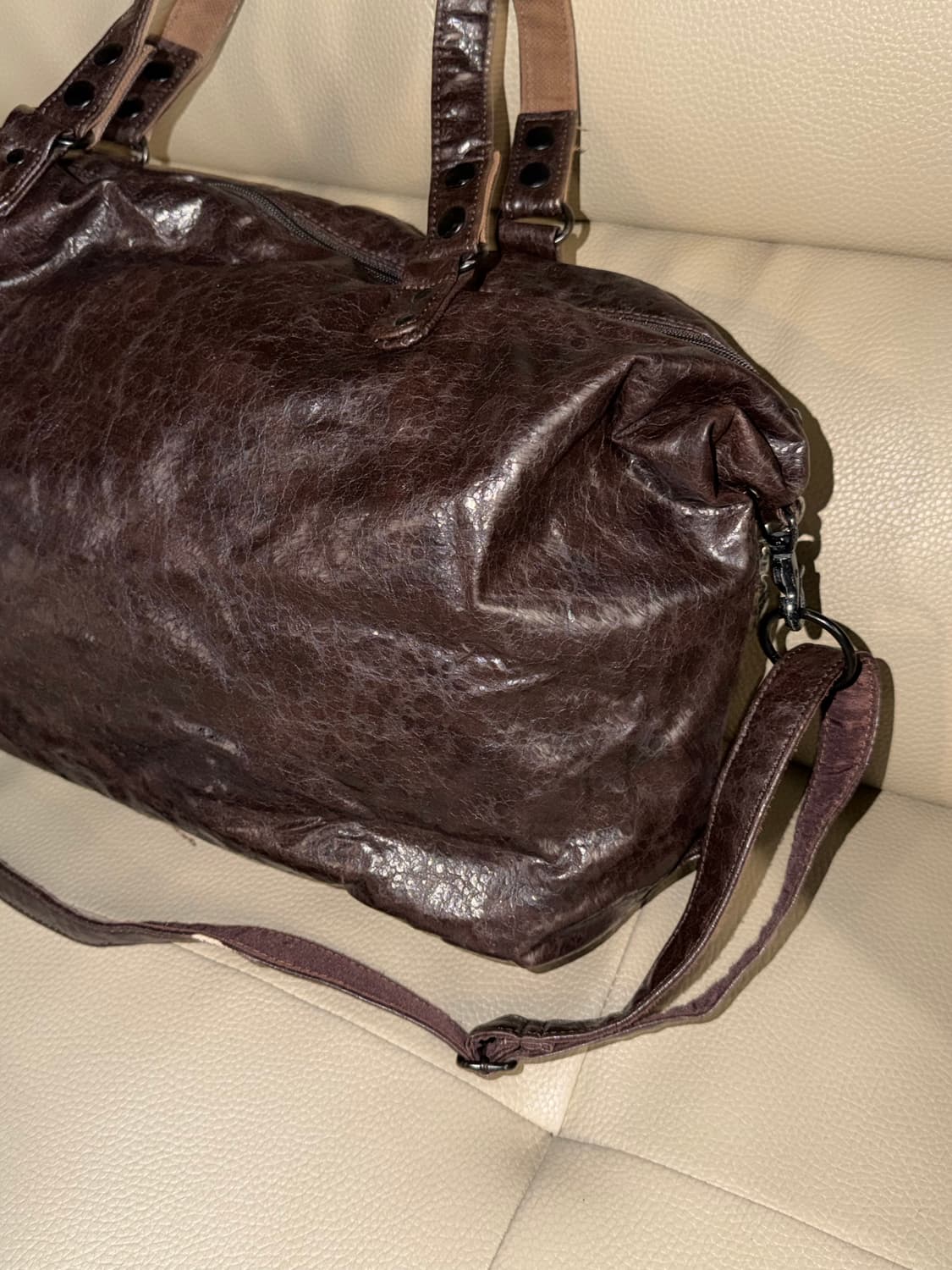 Textured faux leather boston bag 상품이미지2