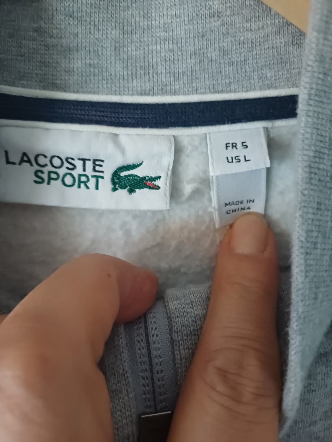 라코스테스포츠(LacosteSport) 라이트그레이 기모 집업[L] 상품이미지3