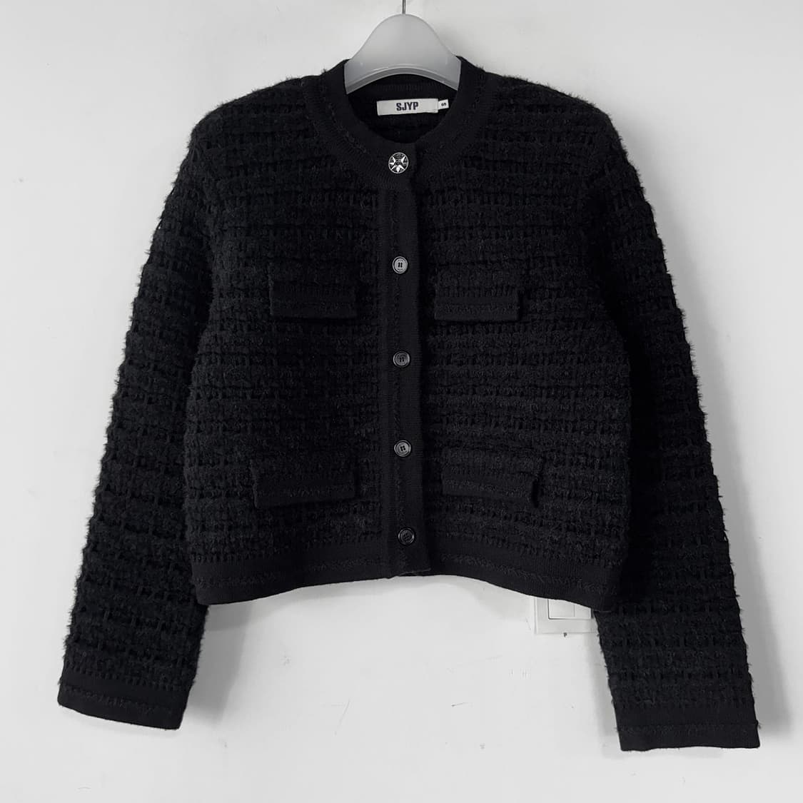 SJYP 23 라운드 넥 블랙 니트 가디건 상품이미지1