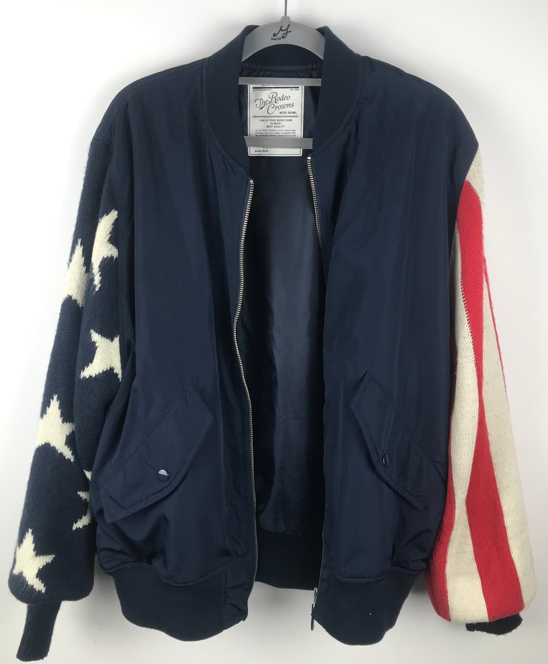 성조기 니트 항공점퍼 집업 블루종 헤링턴자켓 져지트랙탑바람막이 봄버 상품이미지3