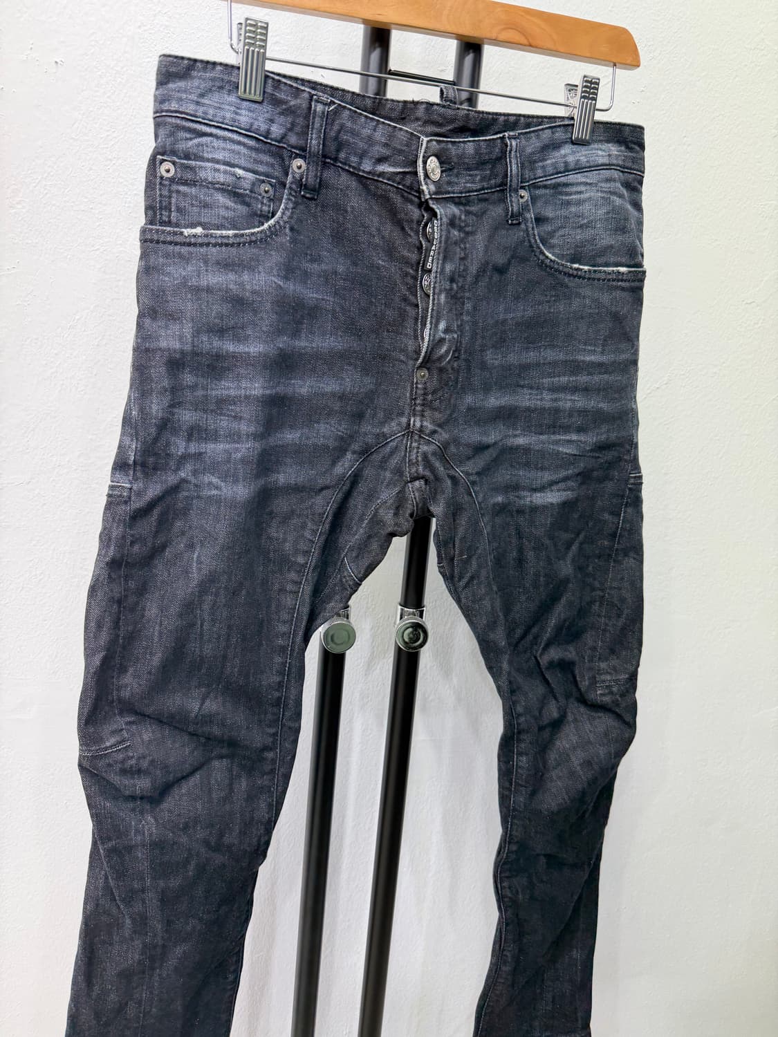 정품) 디스퀘어드 더블지퍼 슬림 바이커진 청바지 46 상품이미지2
