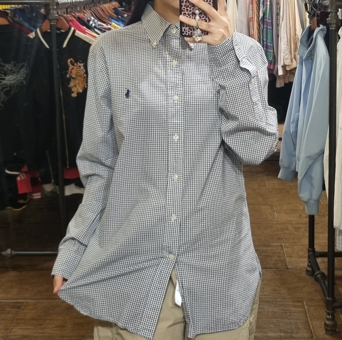 [Hi] 폴로 긴팔 체크 셔츠 블루 상품이미지2
