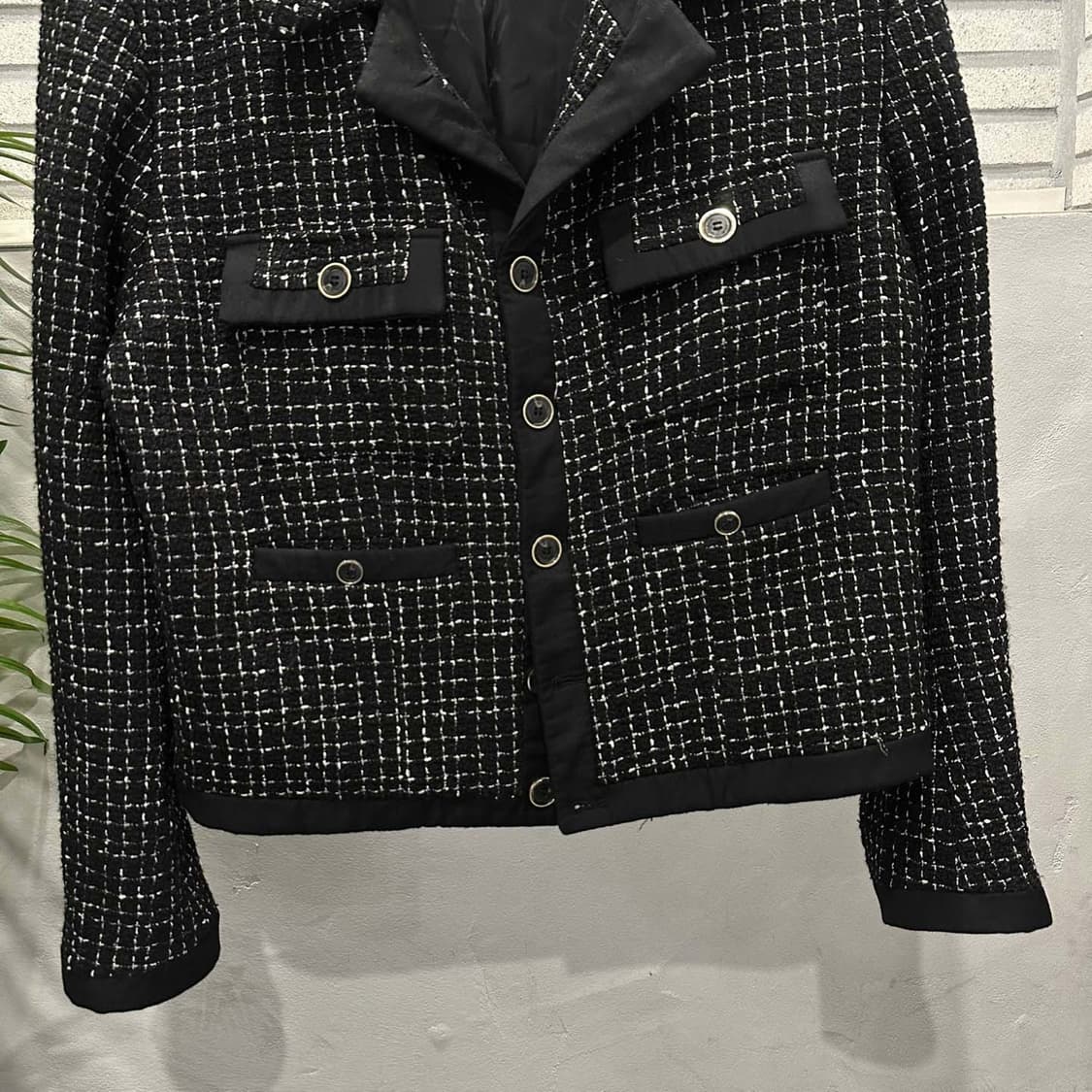 AMIRI 아미리 트위드 자켓 스티치 체크 패턴 4포켓 디테일 블랙 상품이미지5
