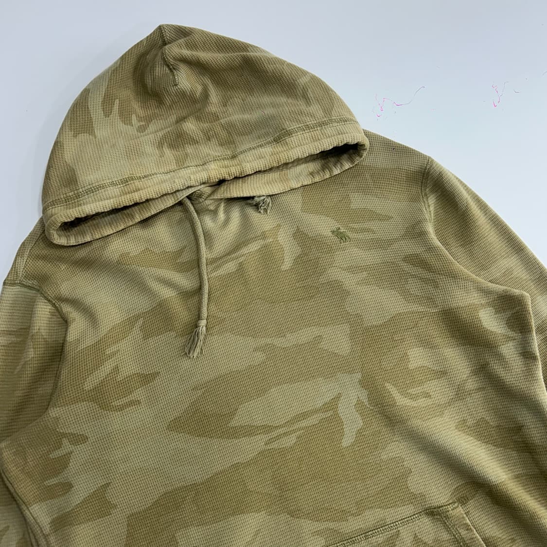 Abercrombie 아베크롬비 녹계 카모플라쥬 순록 스몰로고 와플 후드 상품이미지5