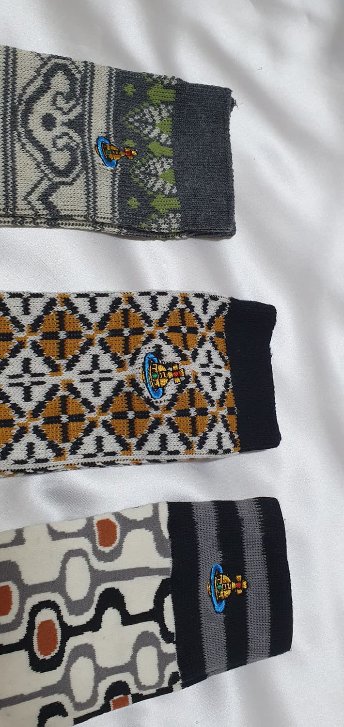 올리브 그레이 겨자 브라운 플라워 사각 도형 비비안웨스트우드 양말 상품이미지6