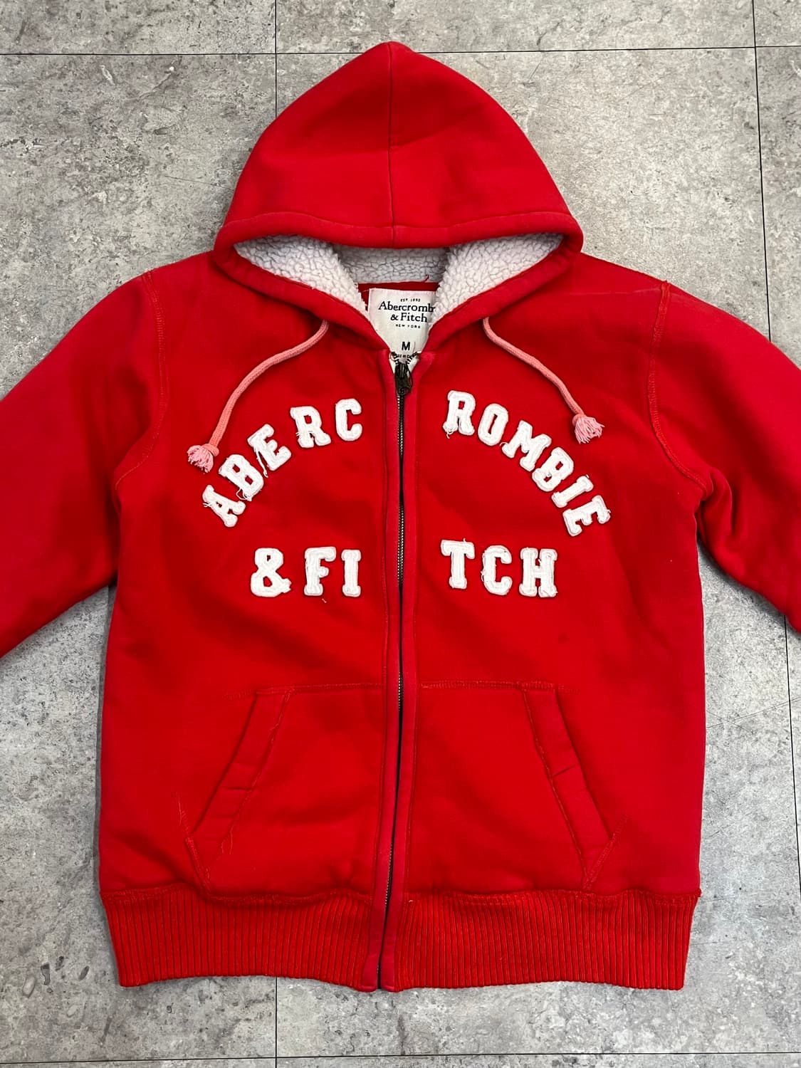 아베크롬비 양털 후드집업 레드 M #csz3319 상품이미지5