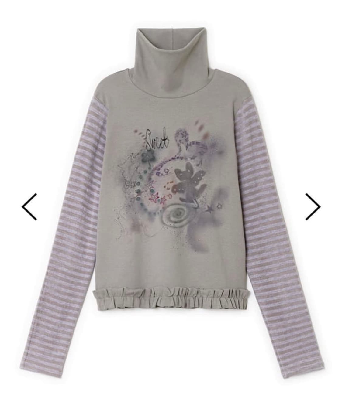 허그유어스킨 드로잉 프릴 폴라탑 그레이퍼플 상품이미지1