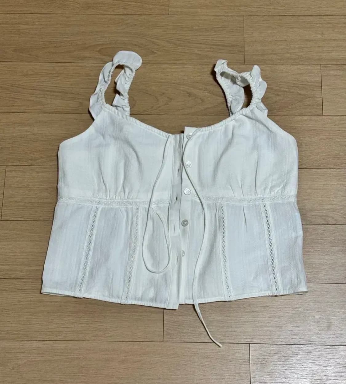 던스트 포 우먼 슬리브리스 블라우스 아이보리 러블리 펀칭 레이스 여성나시 상품이미지5