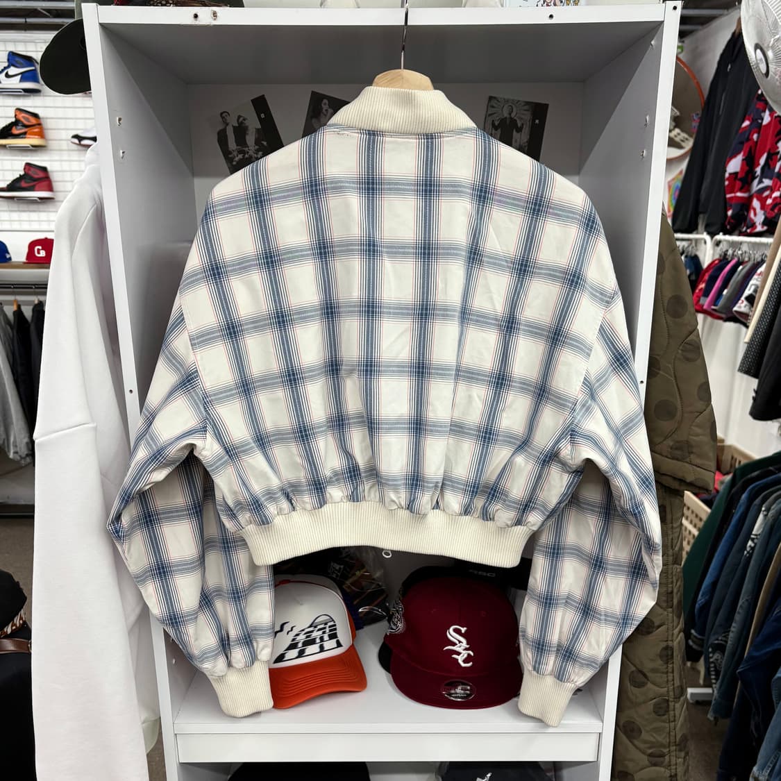 (M) 라코스테 체크 패턴 크롭 블루종 자켓 상품이미지3