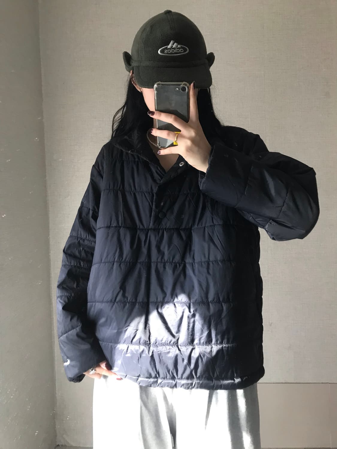 나이키 블랙 버튼 패딩 반집업 상품이미지5