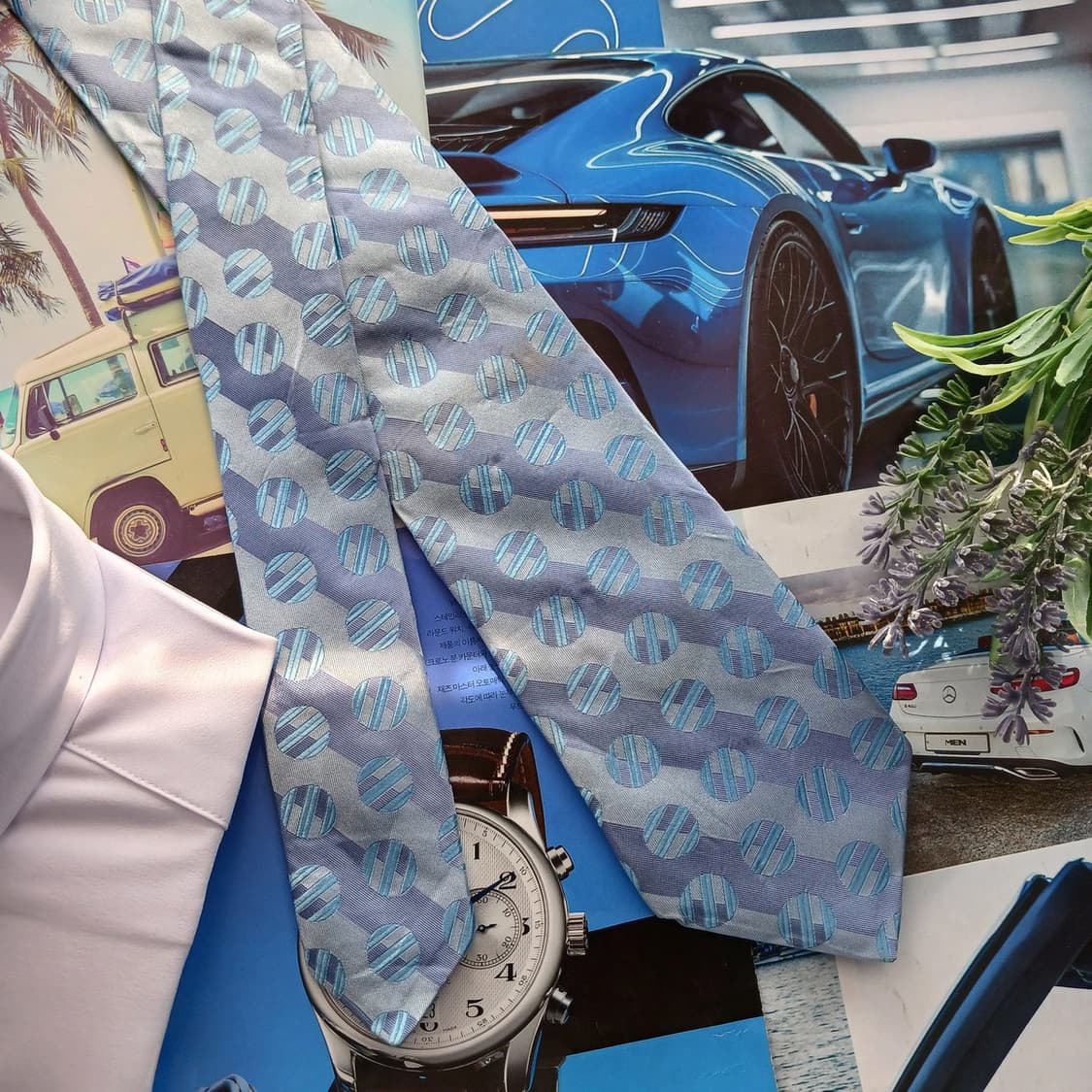 마이클코어스 실크 원형 패턴 넥타이 8.2cm A~B등급 A18482
 상품이미지3