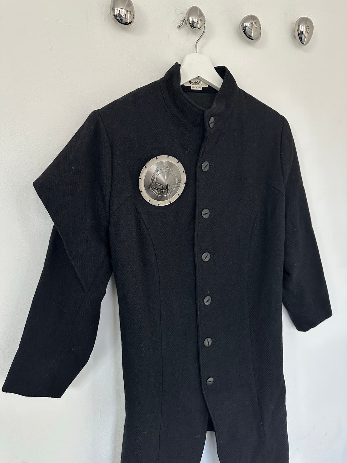 90s 칸사이 야마모토 메탈 오브제 울 코트 상품이미지6