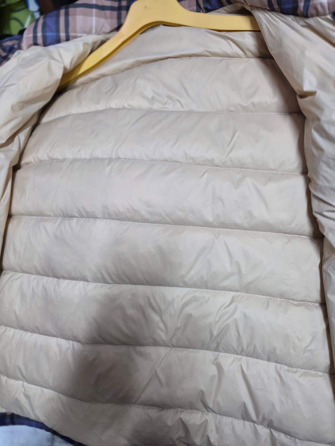 골든베어 체크 숏패딩 니트 배색 남성 105 상품이미지3